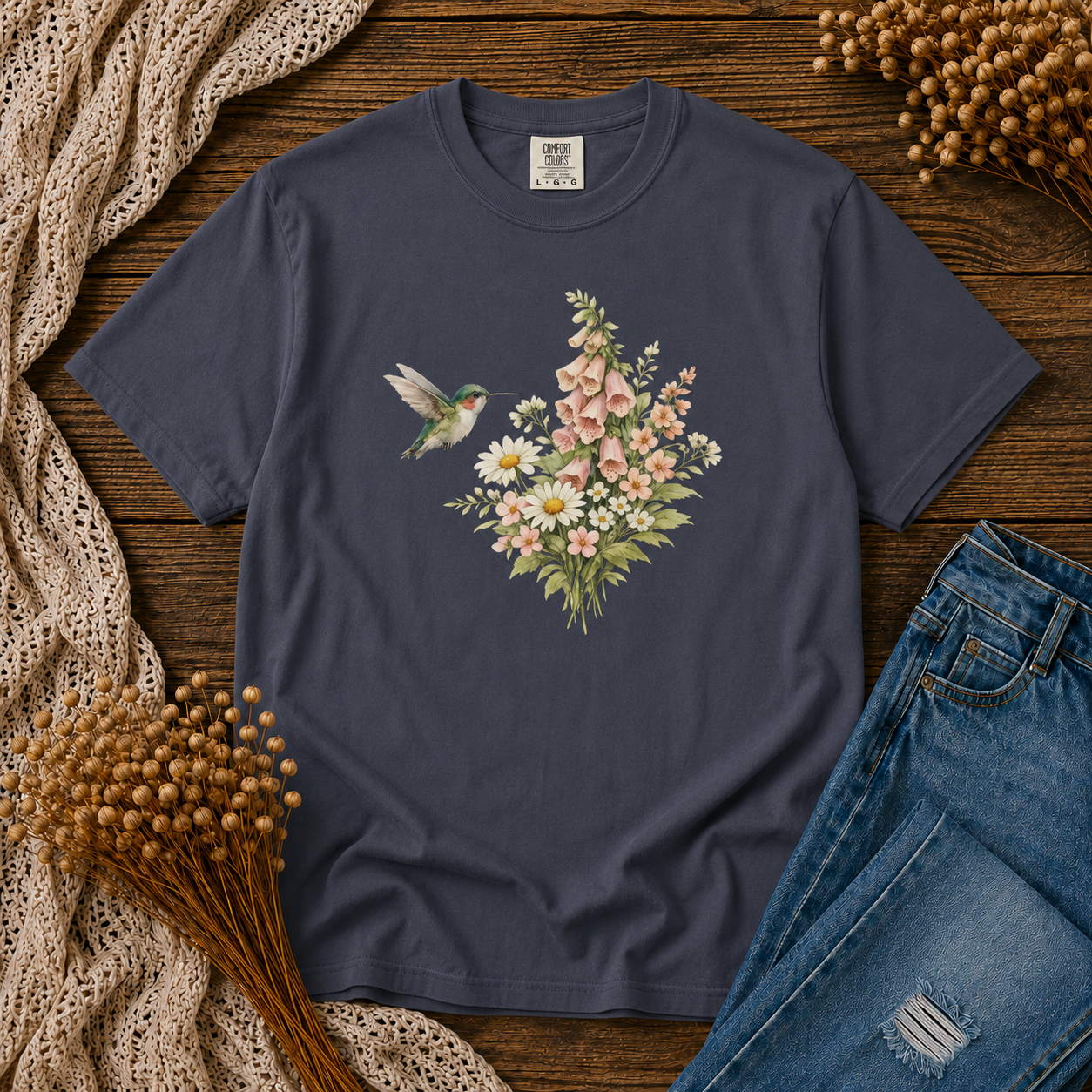 Hummingbird Foxglove Bouquet Tee