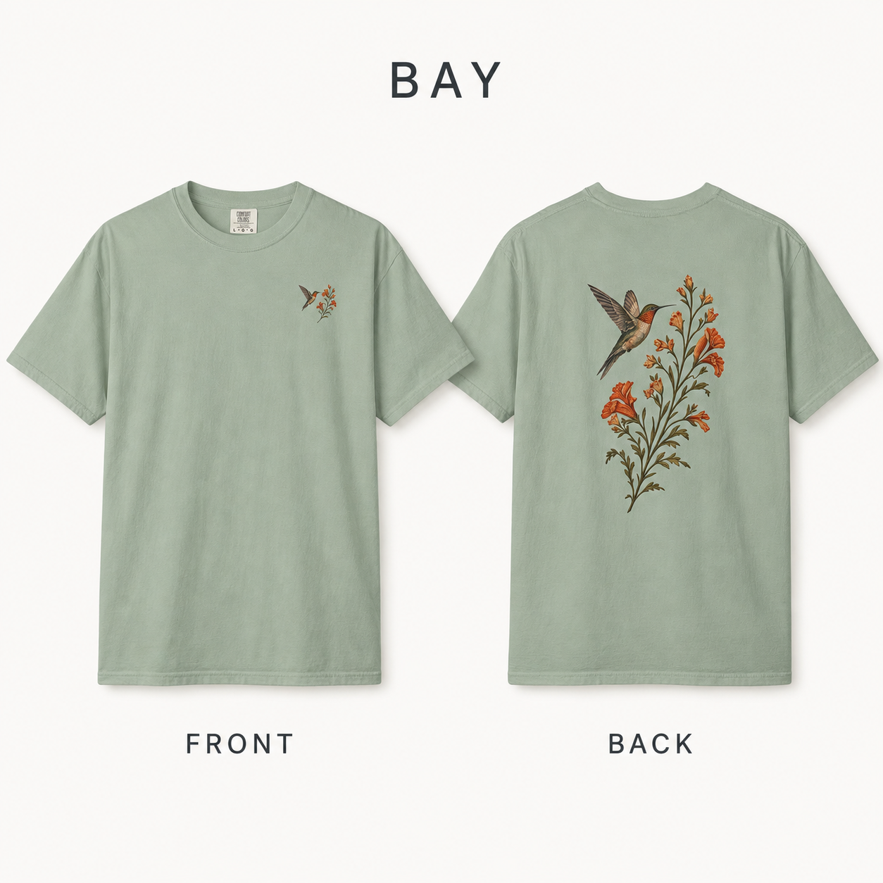 Hummingbird & Trumpet Vine Front and Back T-Shirt