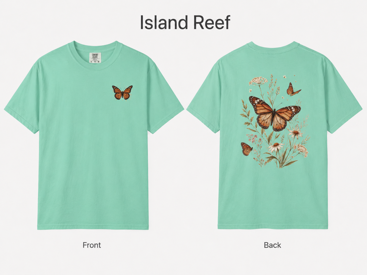Monarch & Wildflowers - Vintage Botanical Front & Back Tee