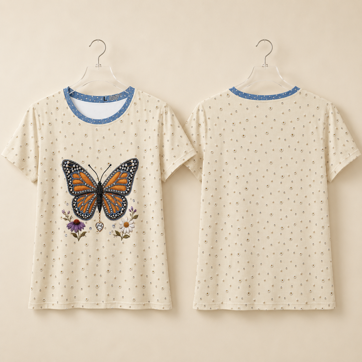 Jeweled Monarch Women's Short Sleeve Shirt (AOP)