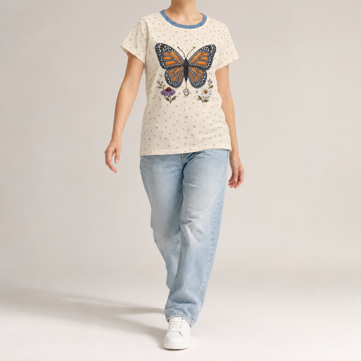 Jeweled Monarch Women's Short Sleeve Shirt (AOP)