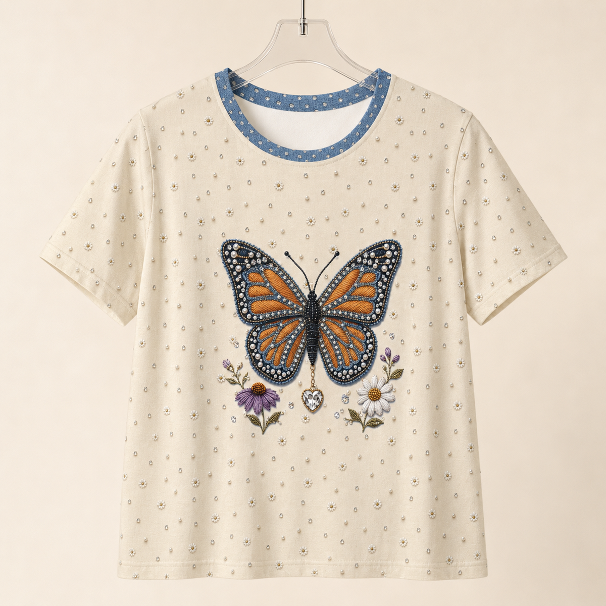 Jeweled Monarch Women's Short Sleeve Shirt (AOP)