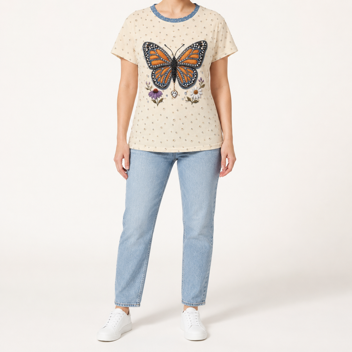 Jeweled Monarch Women's Short Sleeve Shirt (AOP)