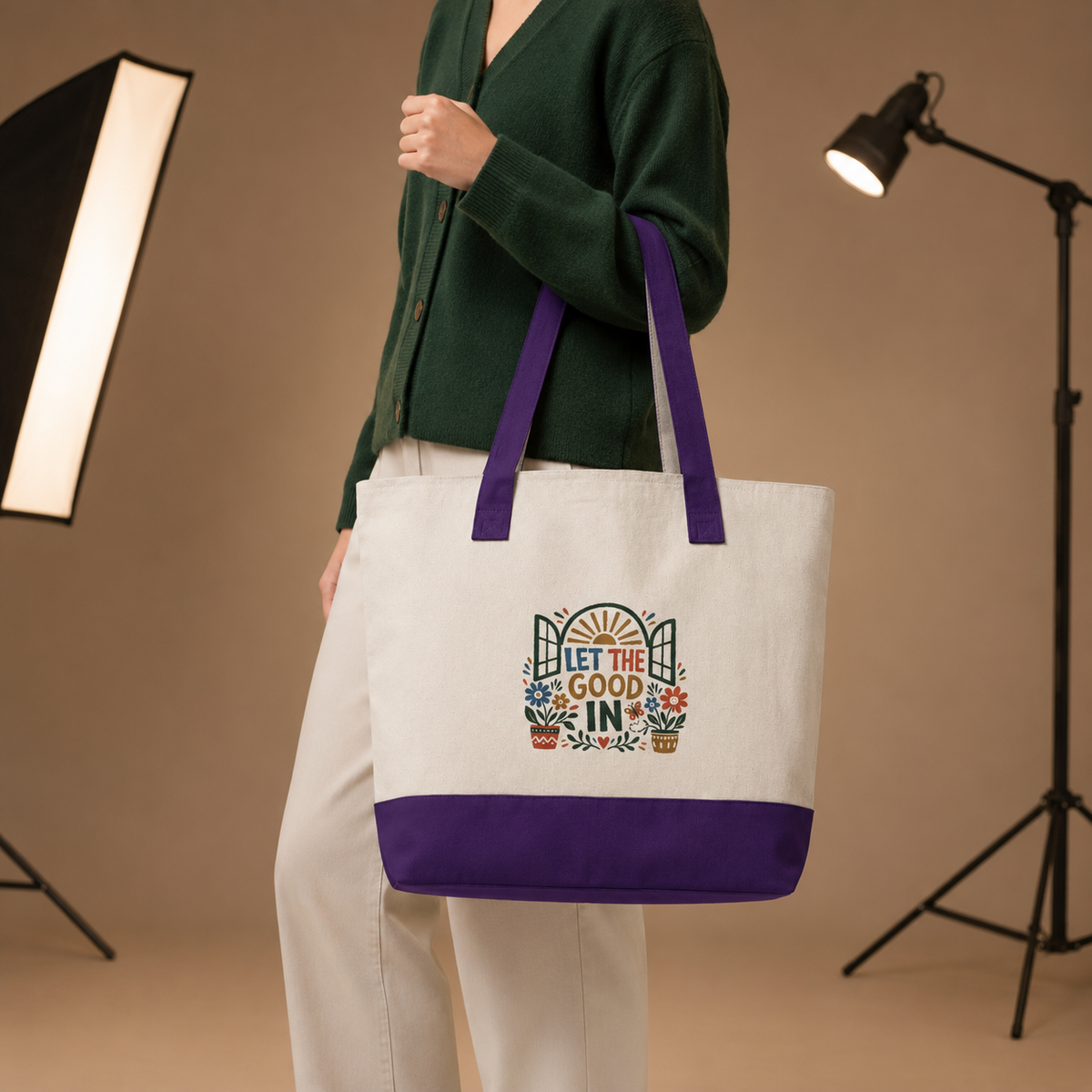 Joy Finds a Way Canvas Tote Bag — Zippered