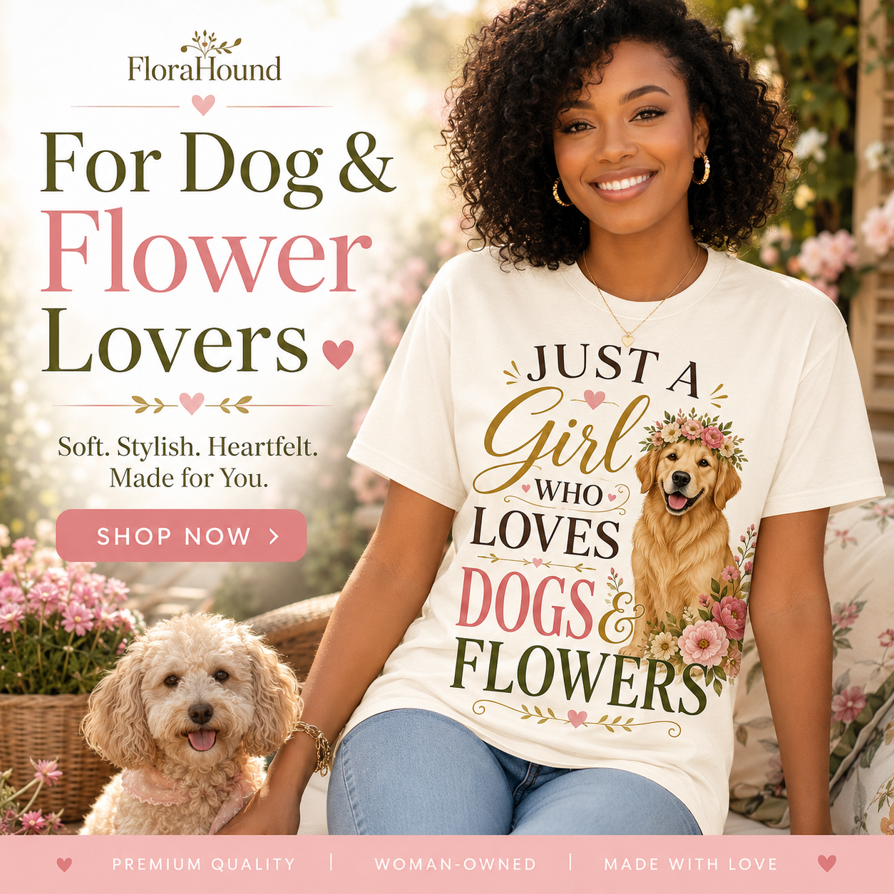 Just a Girl Who Loves Dogs and Flowers