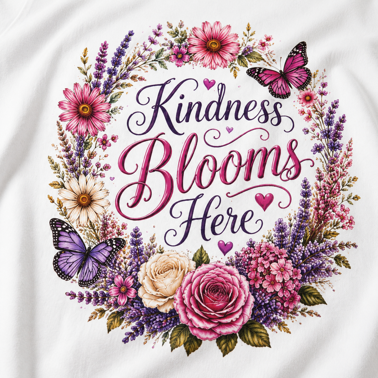 Kindness Blooms Here - Floral Wreath Tee