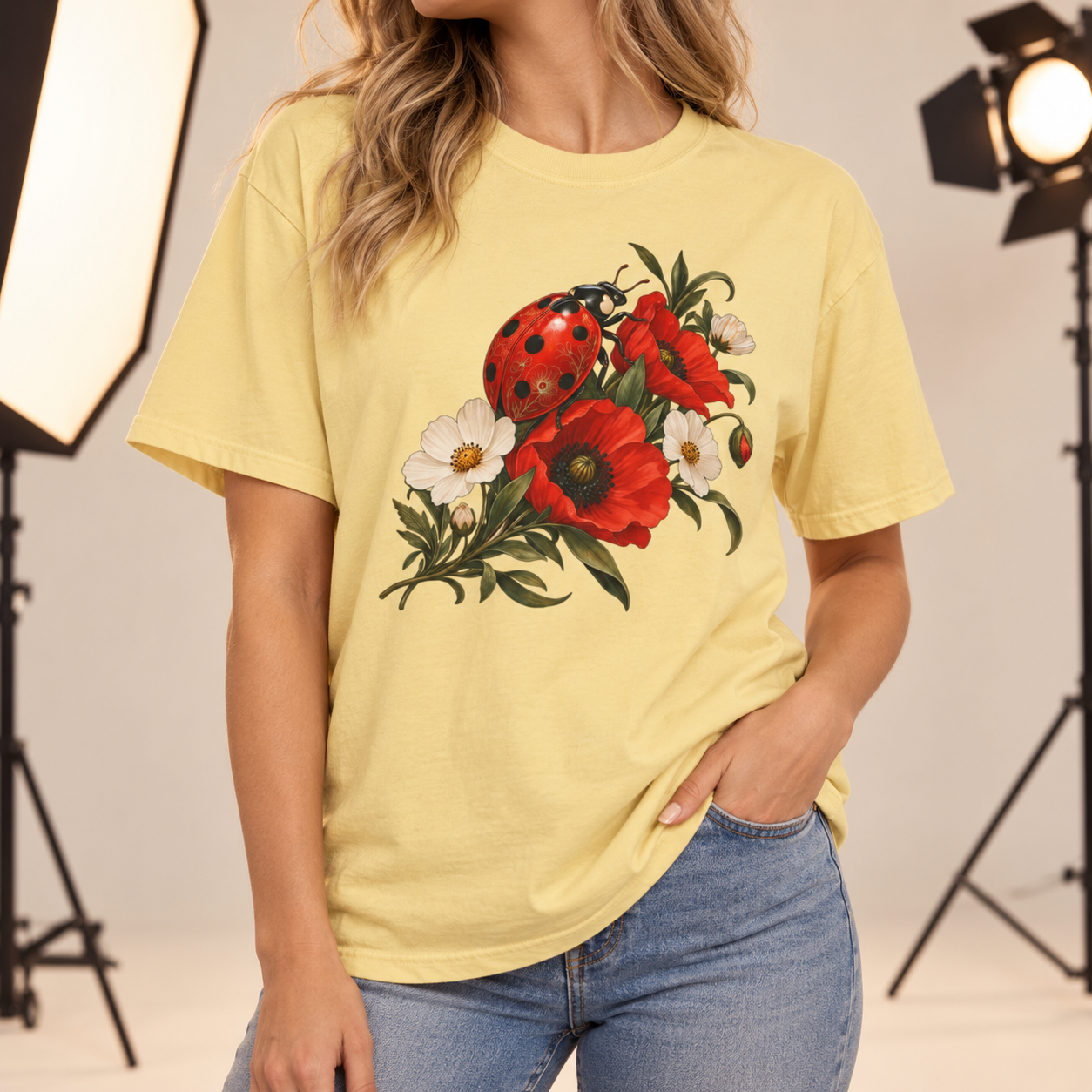 Ladybug & Poppy T-Shirt — Garment-Dyed Cotton