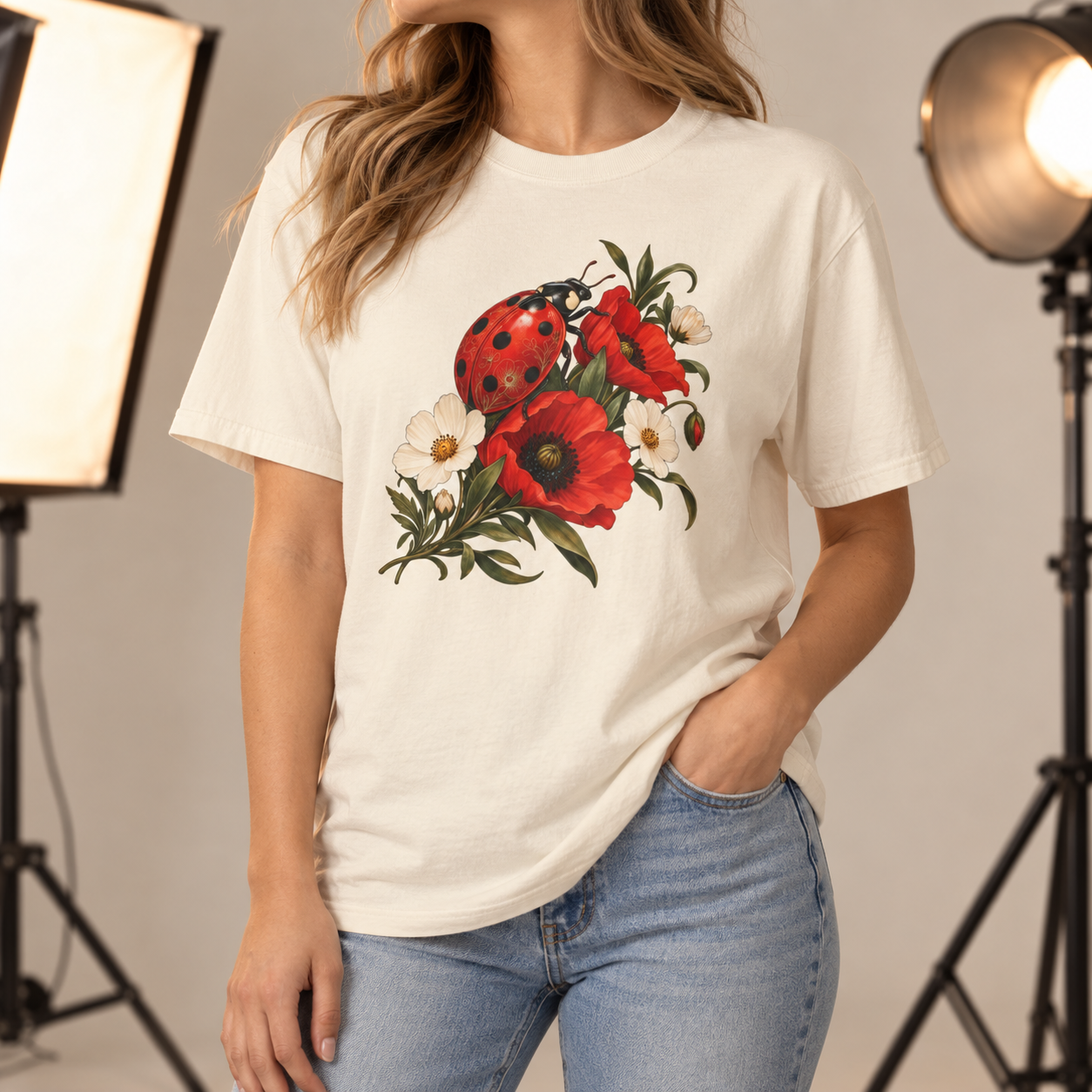 Ladybug & Poppy T-Shirt — Garment-Dyed Cotton