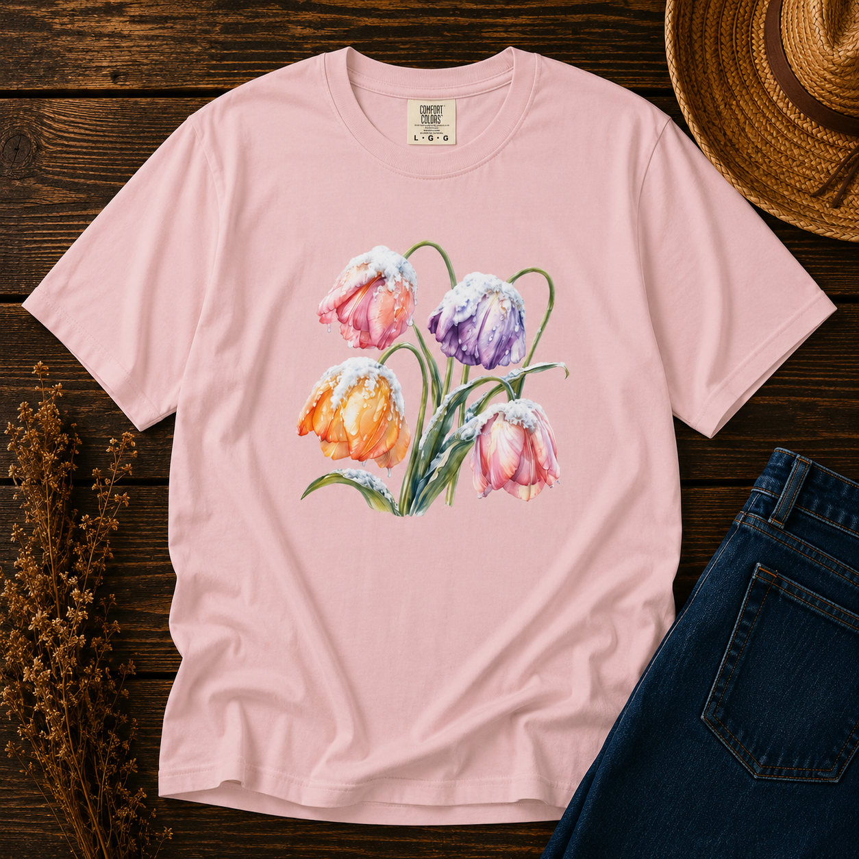 Late Snow on Tulips Tee