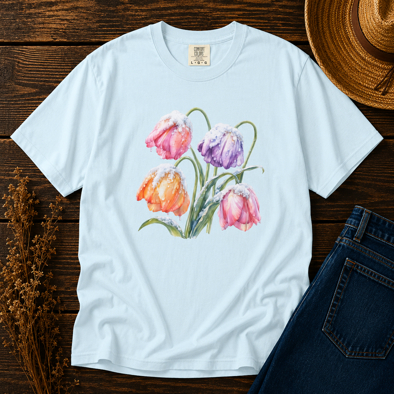 Late Snow on Tulips Tee