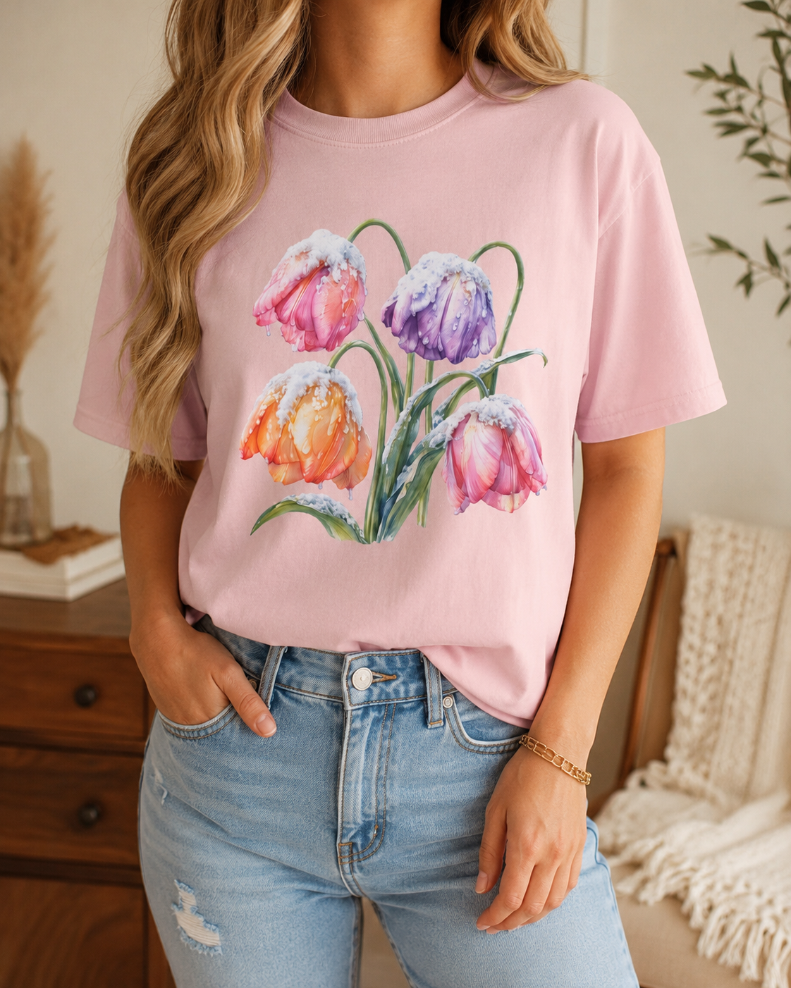 Late Snow on Tulips Tee