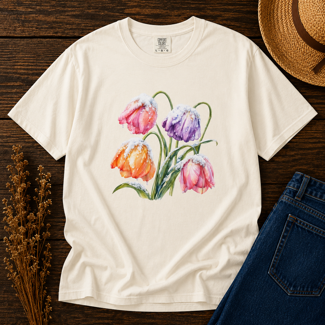 Late Snow on Tulips Tee