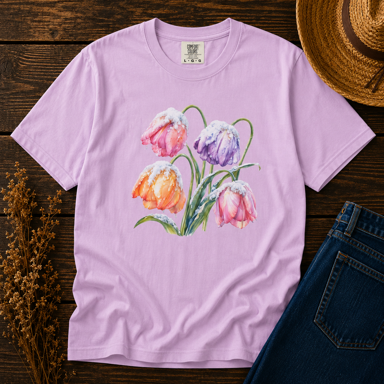 Late Snow on Tulips Tee