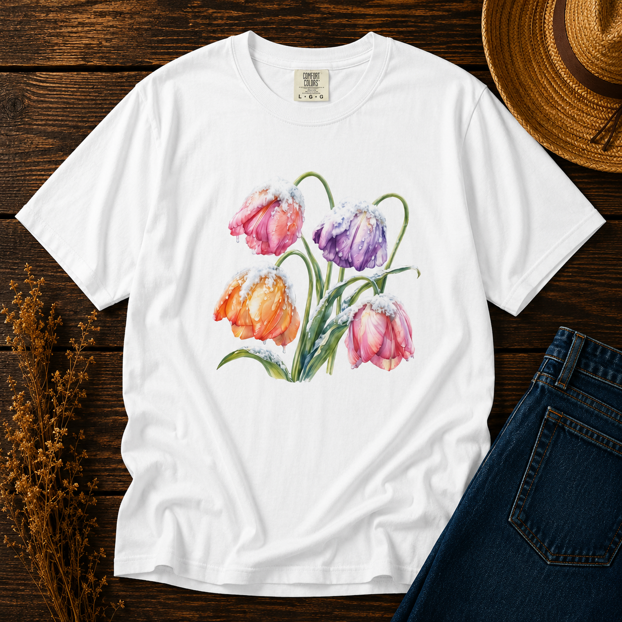 Late Snow on Tulips Tee