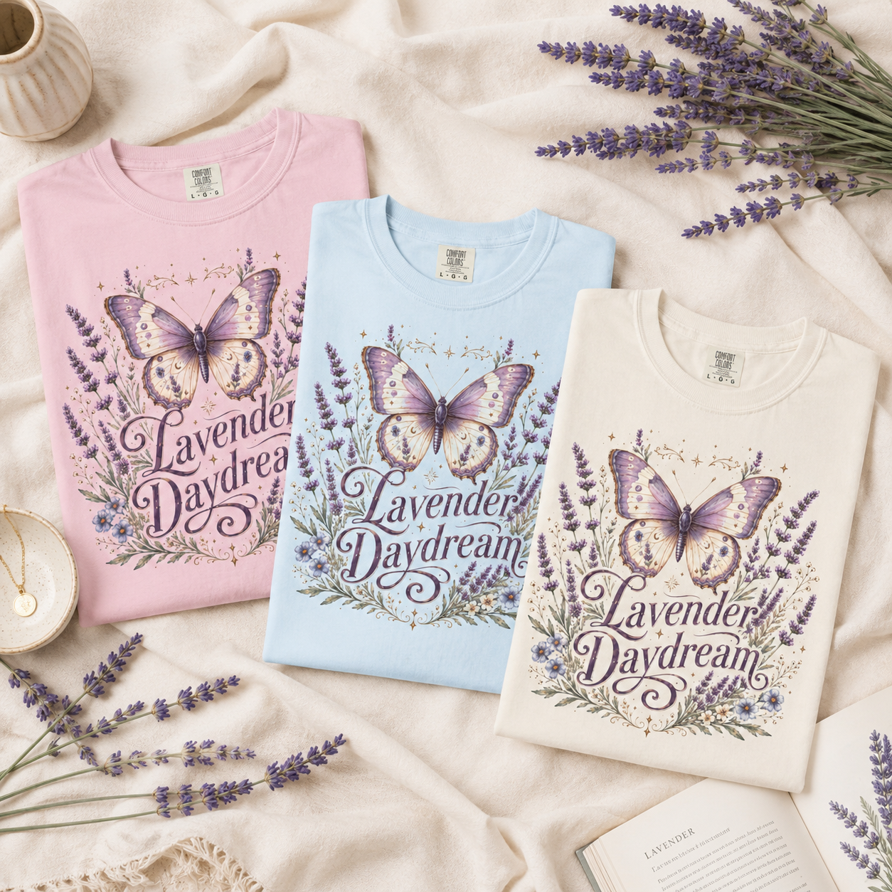 Lavender Daydream - Butterfly & Lavender Botanical Tee