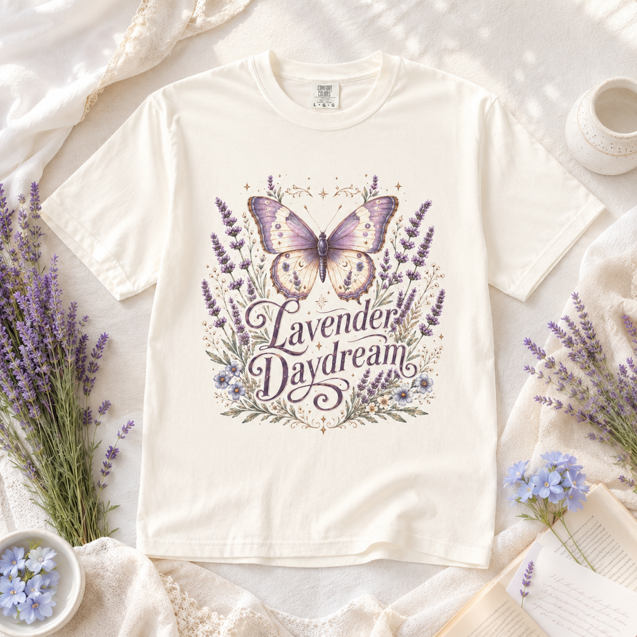 Lavender Daydream - Butterfly & Lavender Botanical Tee