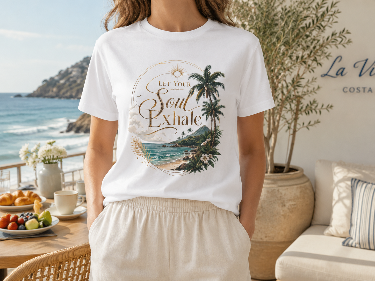 Let Your Soul Exhale Tropical Coastal Tee