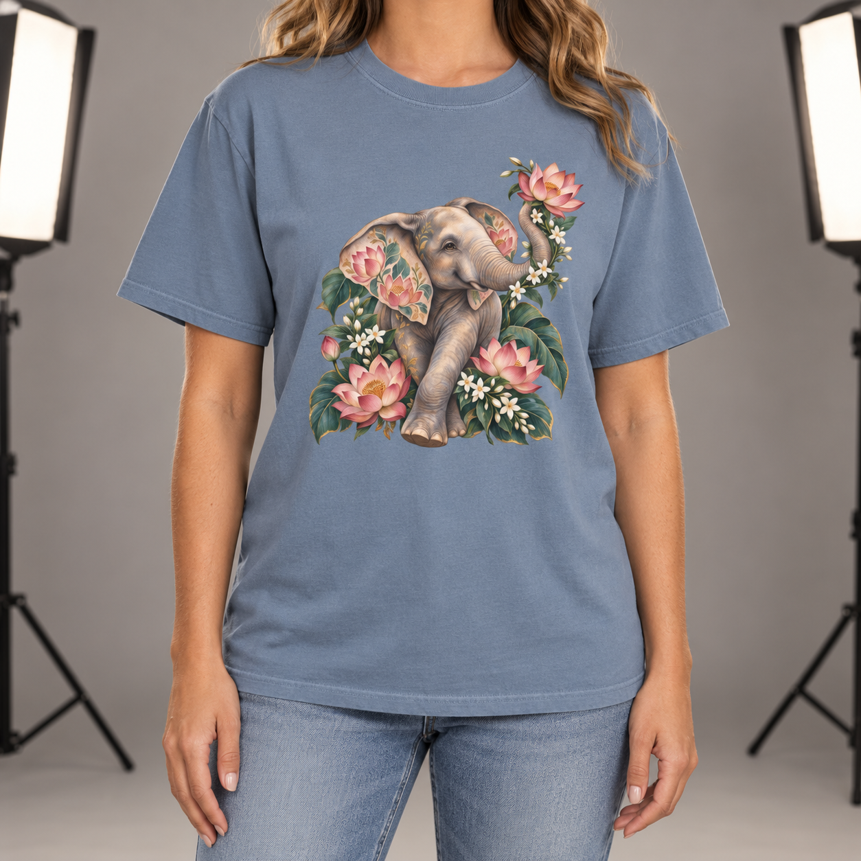 Lotus Elephant T-Shirt — Garment-Dyed Cotton