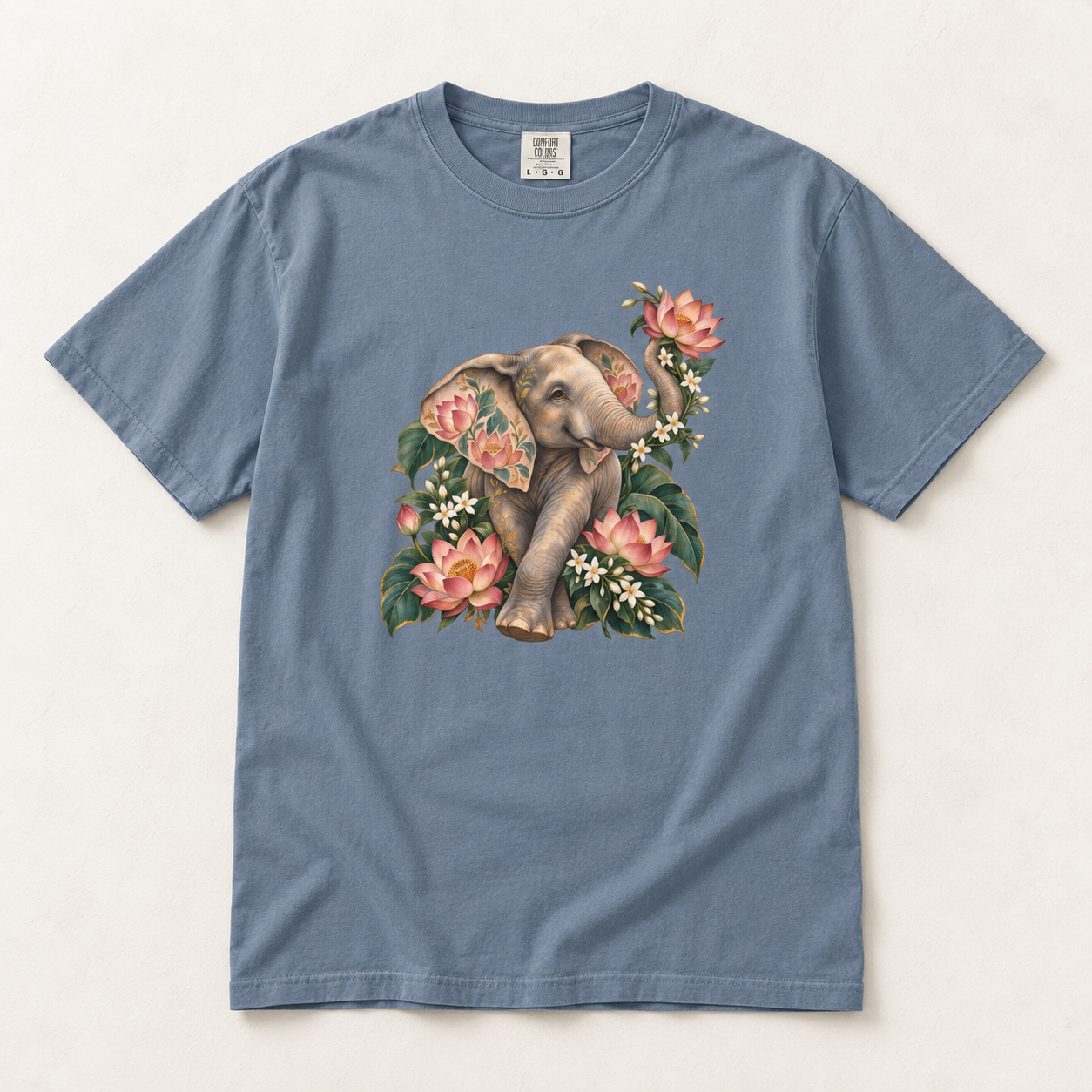 Lotus Elephant T-Shirt — Garment-Dyed Cotton