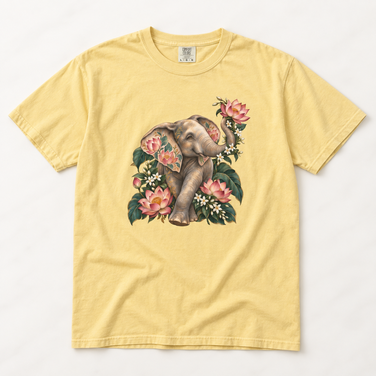 Lotus Elephant T-Shirt — Garment-Dyed Cotton