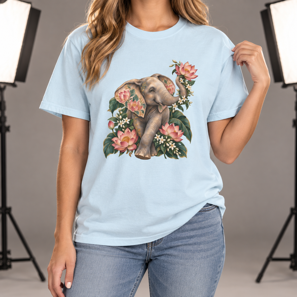 Lotus Elephant T-Shirt — Garment-Dyed Cotton