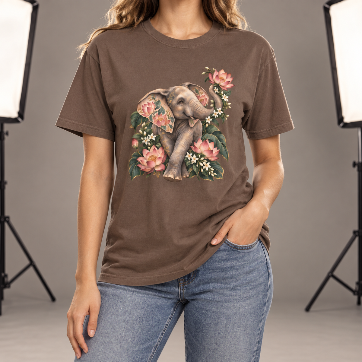 Lotus Elephant T-Shirt — Garment-Dyed Cotton