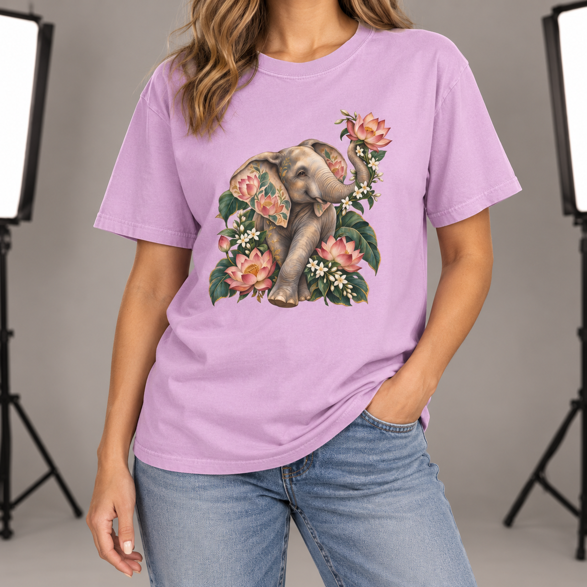 Lotus Elephant T-Shirt — Garment-Dyed Cotton