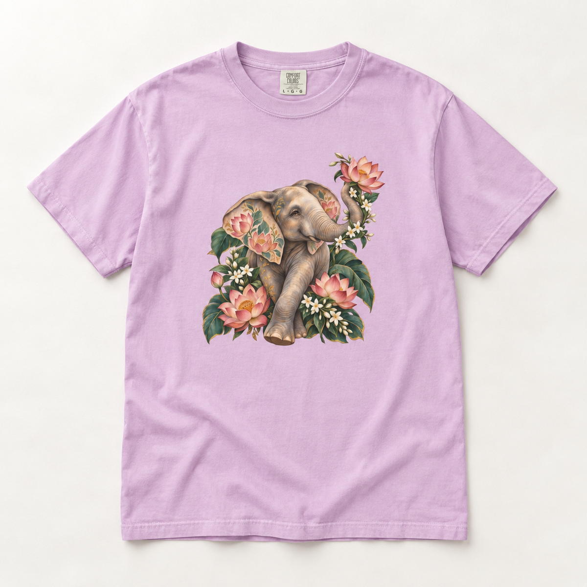 Lotus Elephant T-Shirt — Garment-Dyed Cotton