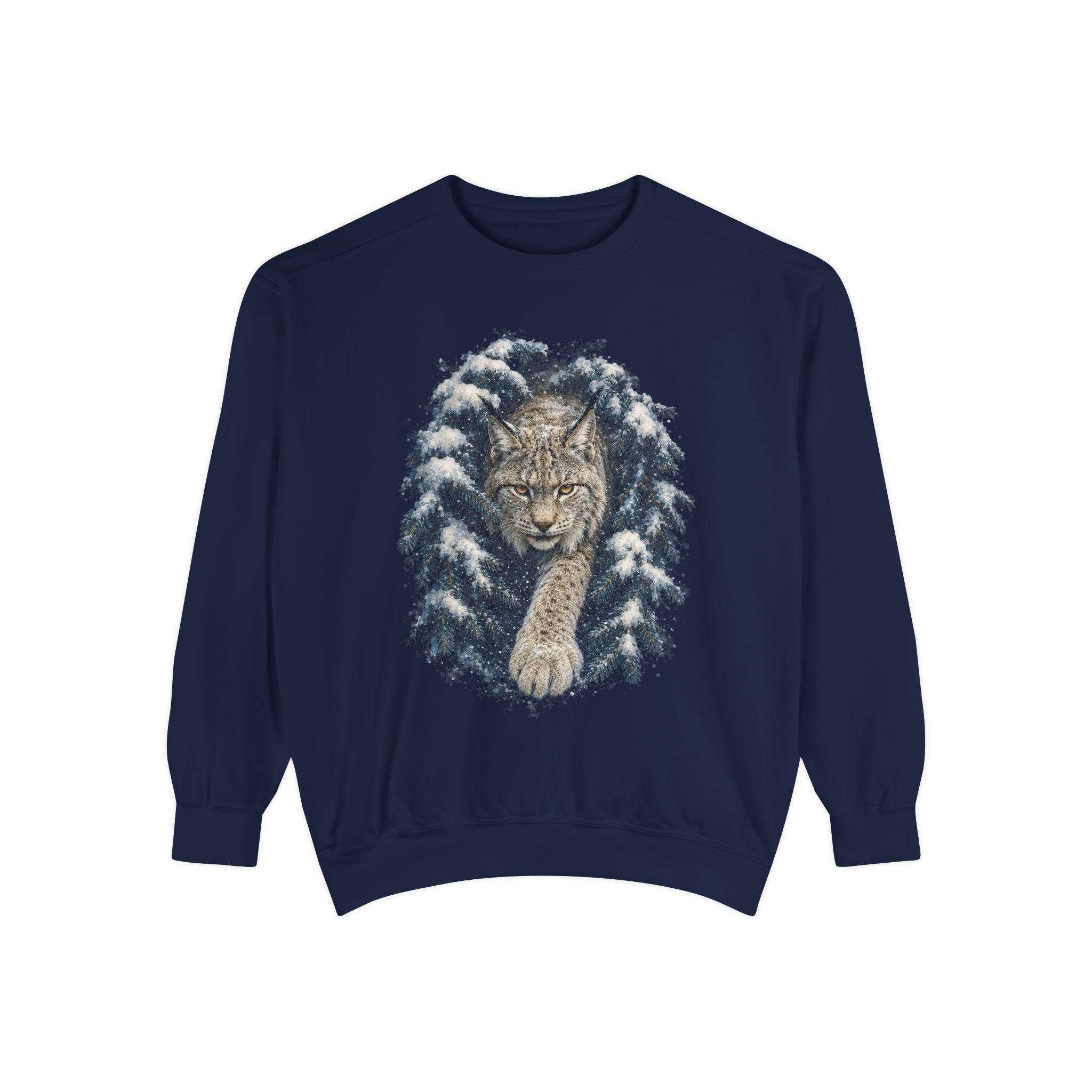 Lynx in Snowy Pines Comfort Colors Sweatshirt