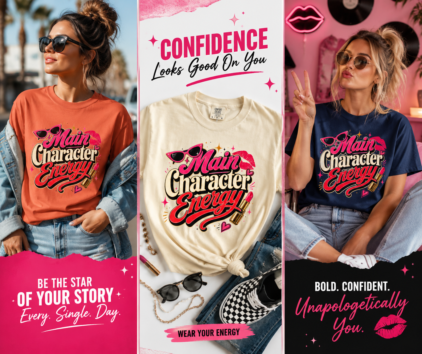 Main Character Energy - Retro Glam Tee