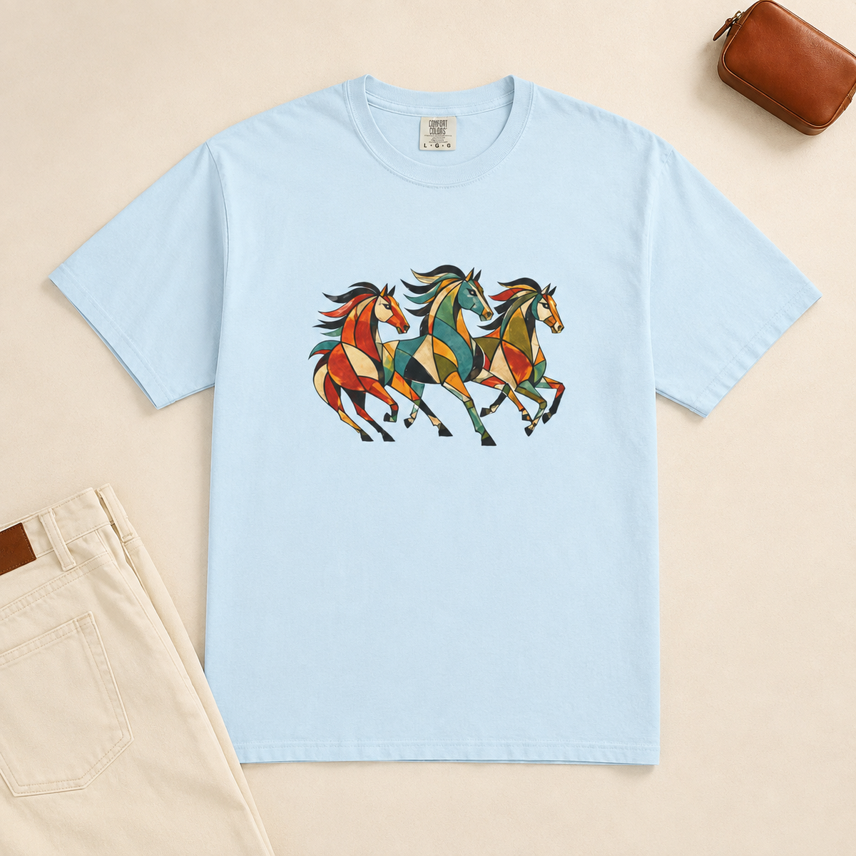 Mosaic Horses T-Shirt — Garment-Dyed Cotton