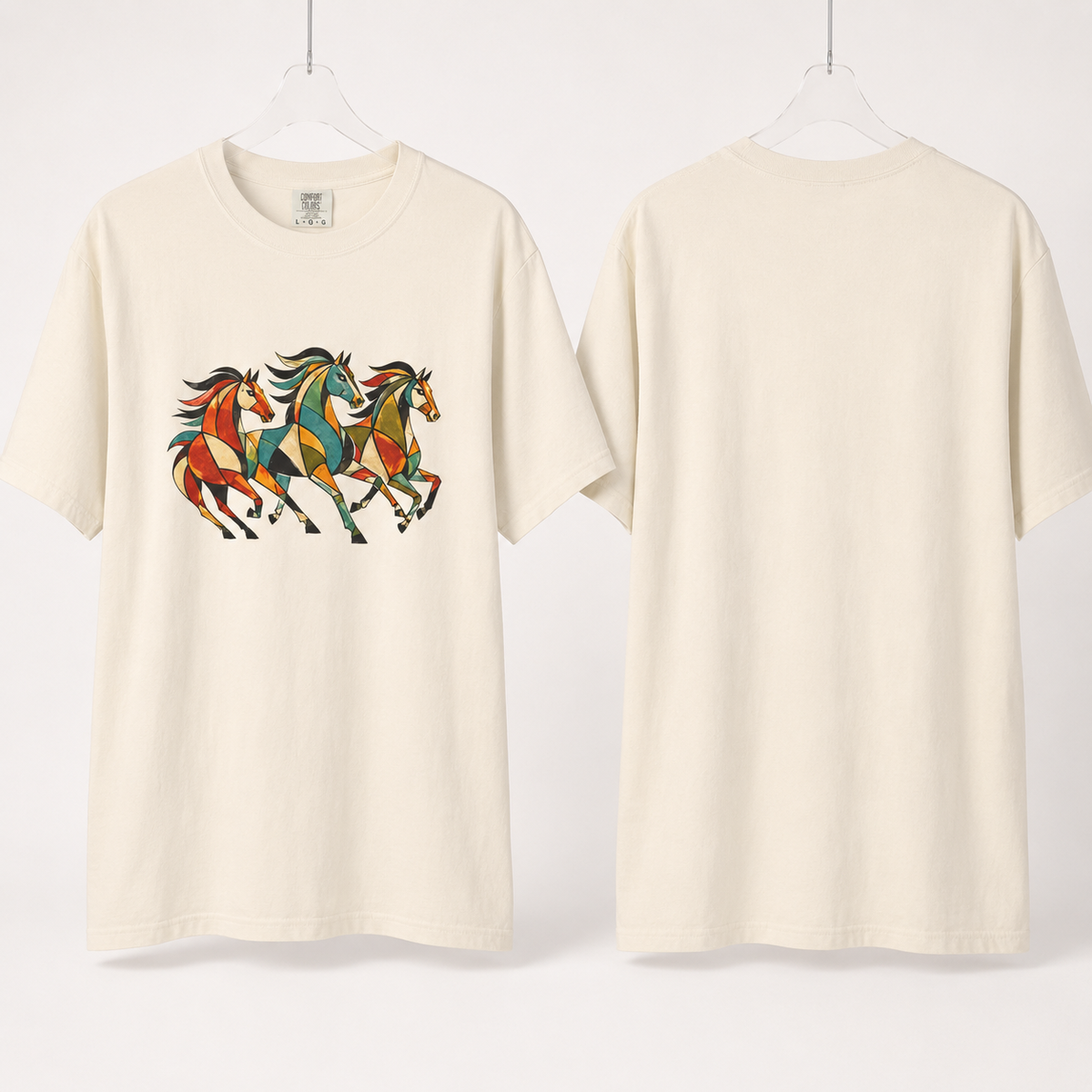 Mosaic Horses T-Shirt — Garment-Dyed Cotton