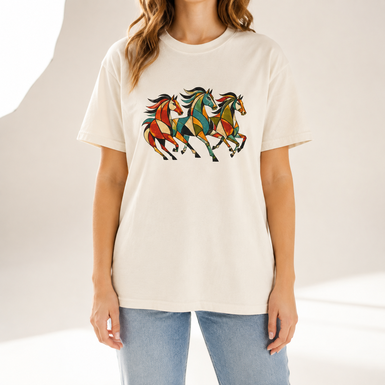 Mosaic Horses T-Shirt — Garment-Dyed Cotton