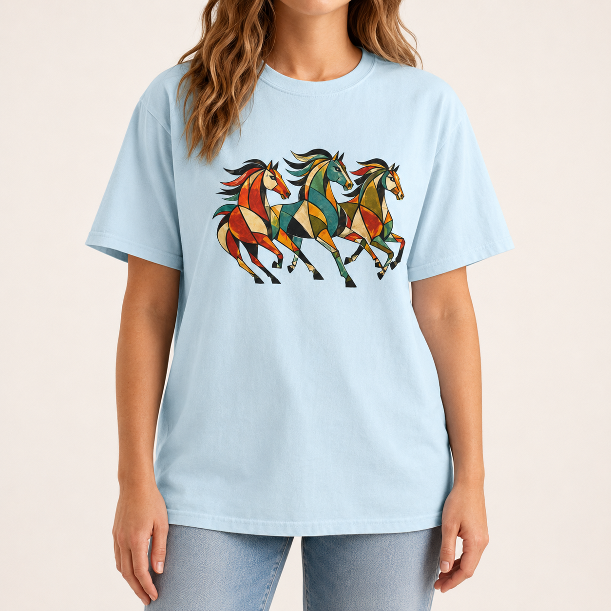 Mosaic Horses T-Shirt — Garment-Dyed Cotton