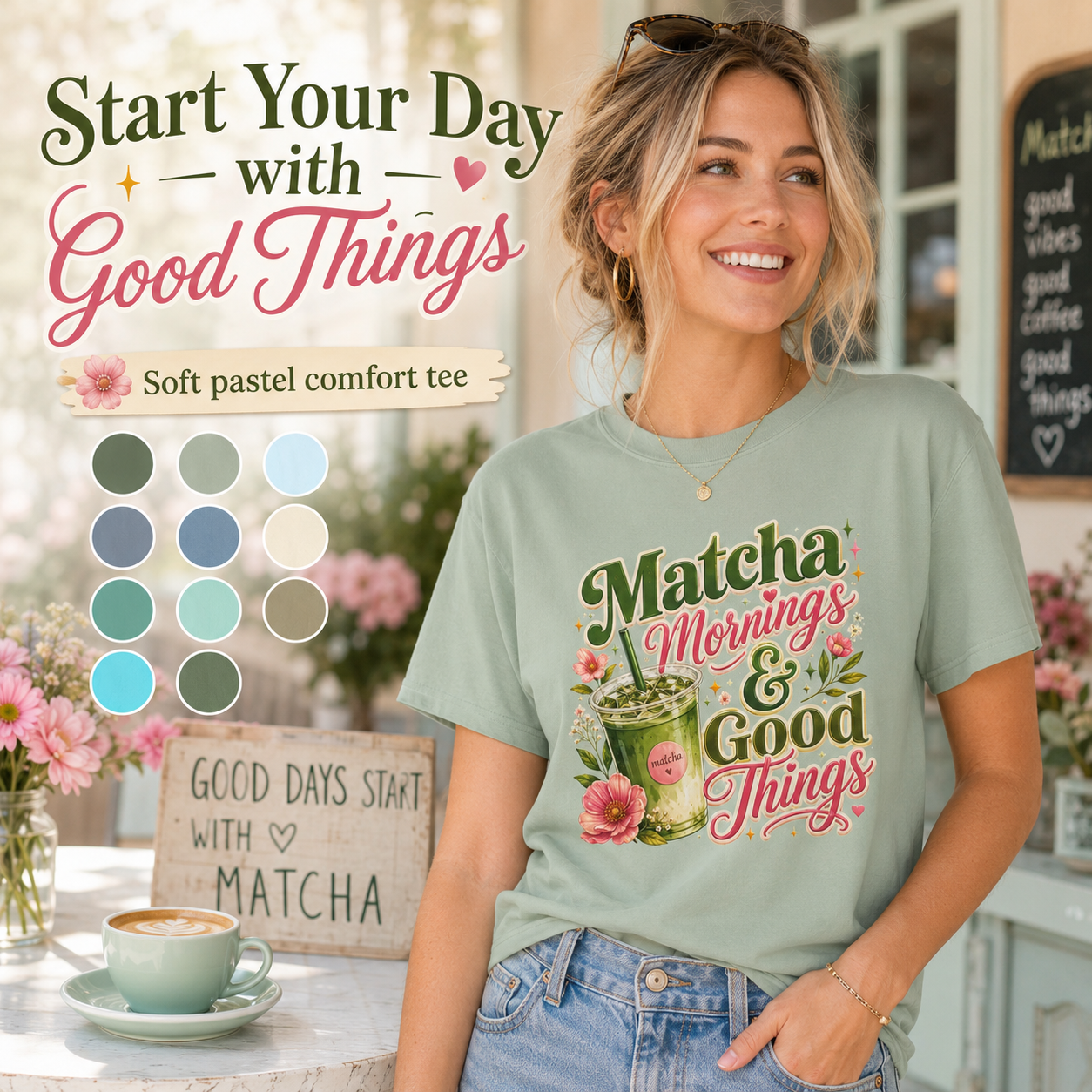 Matcha Mornings & Good Things - Retro Latte Tee