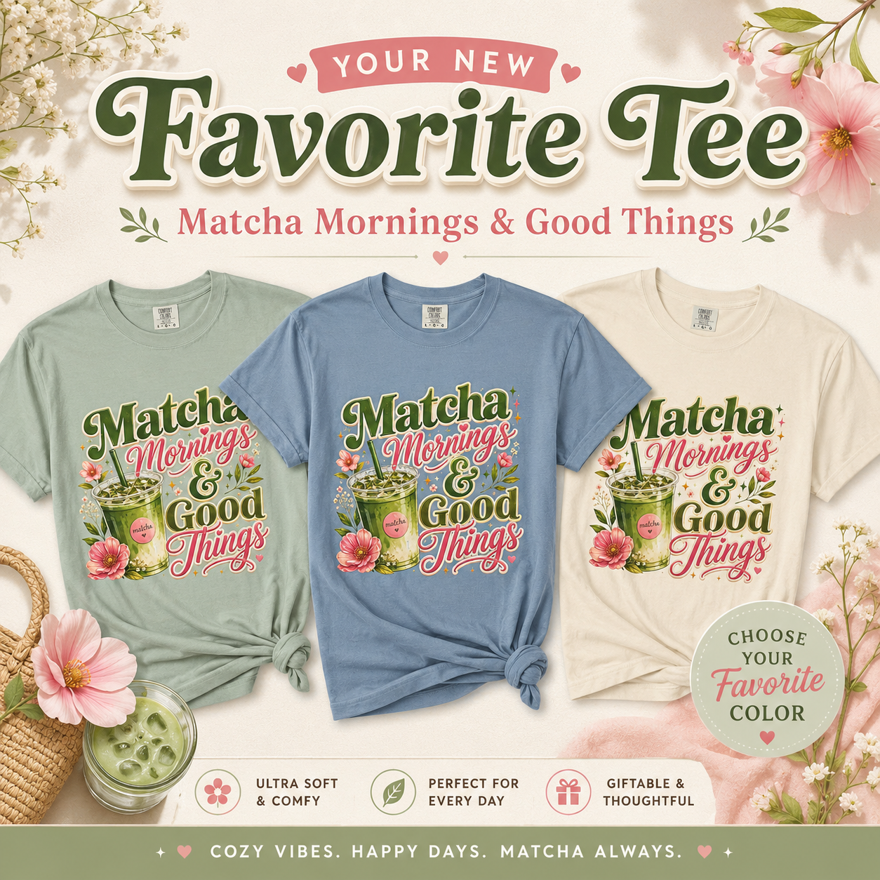 Matcha Mornings & Good Things - Retro Latte Tee