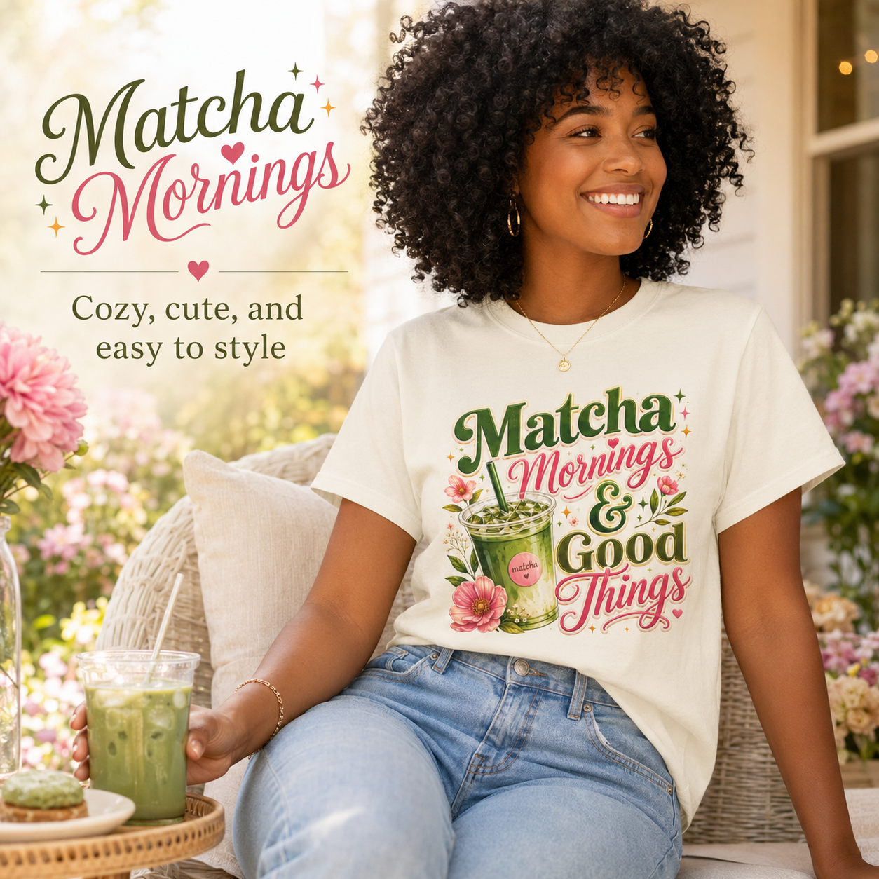 Matcha Mornings & Good Things - Retro Latte Tee