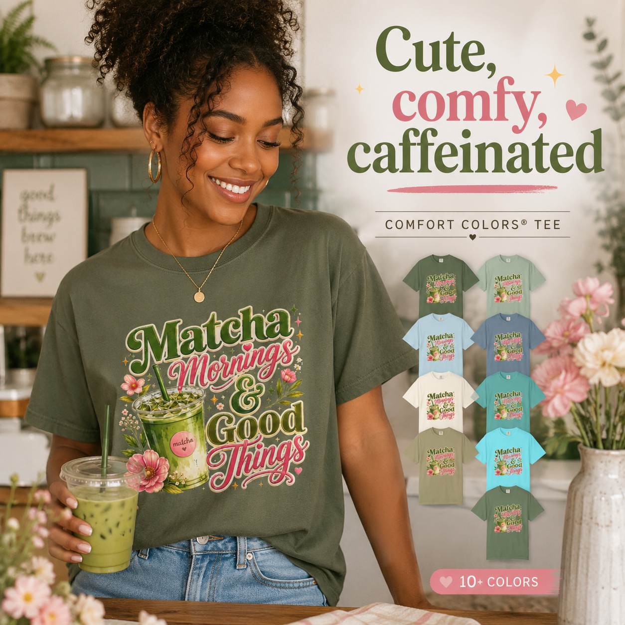 Matcha Mornings & Good Things - Retro Latte Tee