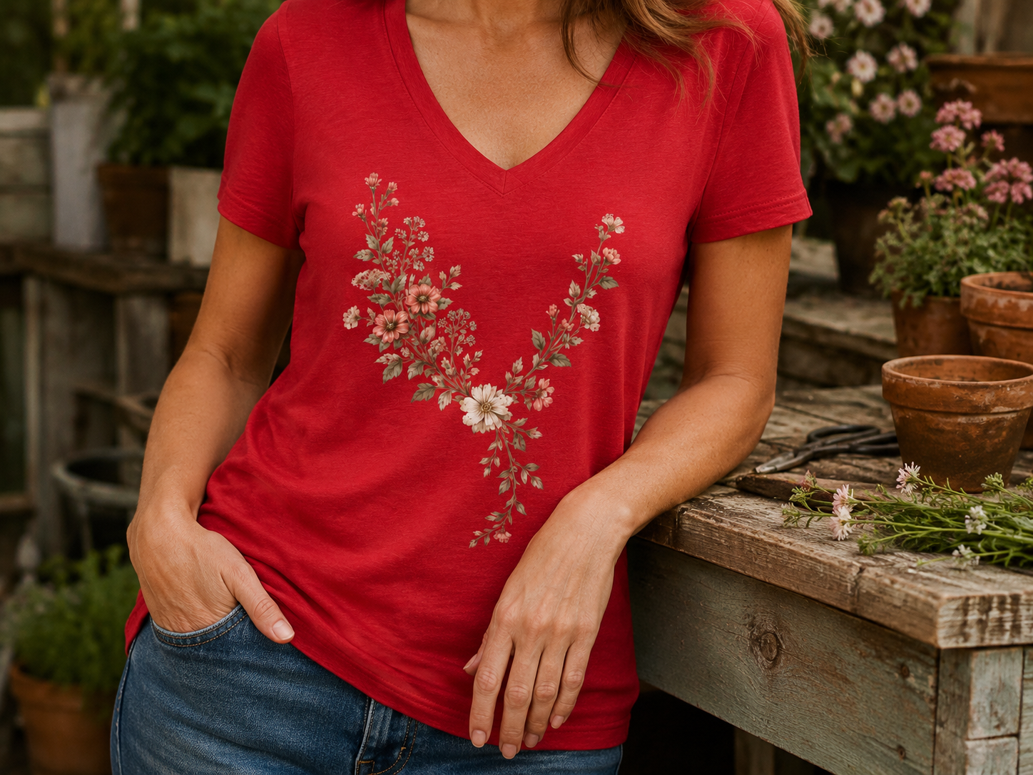 Neckline Garden — Jersey V-Neck Tee