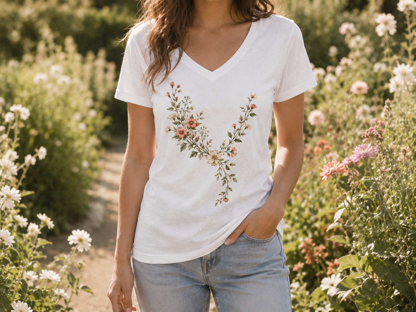 Neckline Garden — Jersey V-Neck Tee