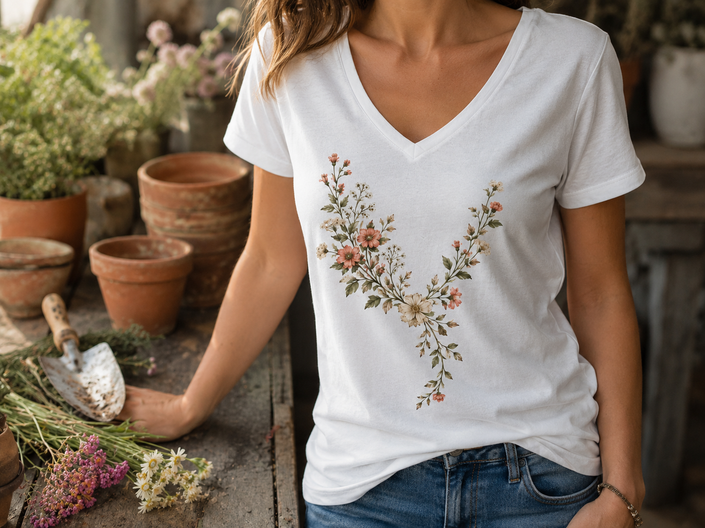 Neckline Garden — Jersey V-Neck Tee