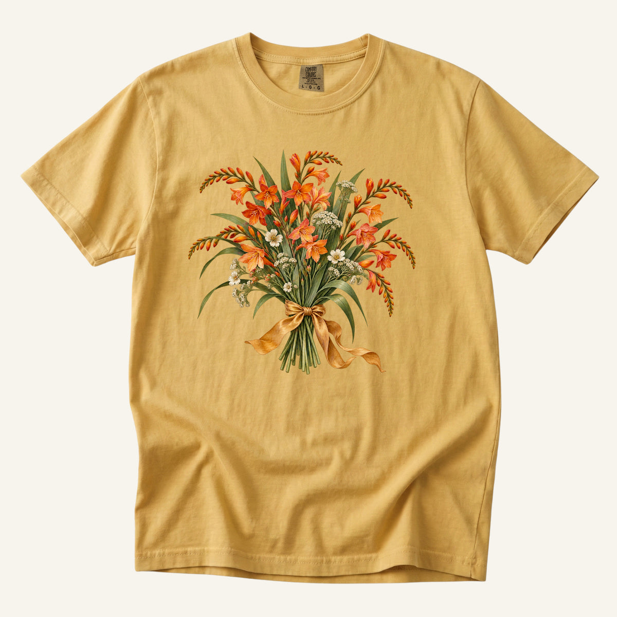 Orange Crocosmia Bouquet T-Shirt — A Handful of Sunset
