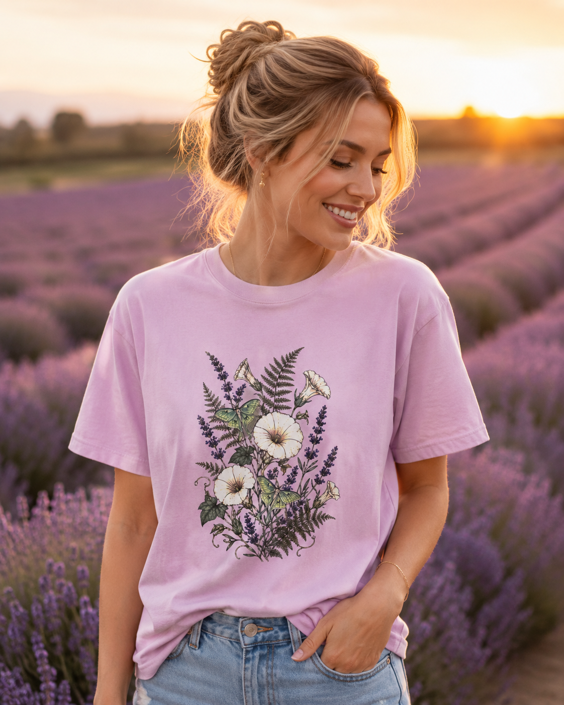 Luna Moth & Moonflowers - Vintage Botanical Tee
