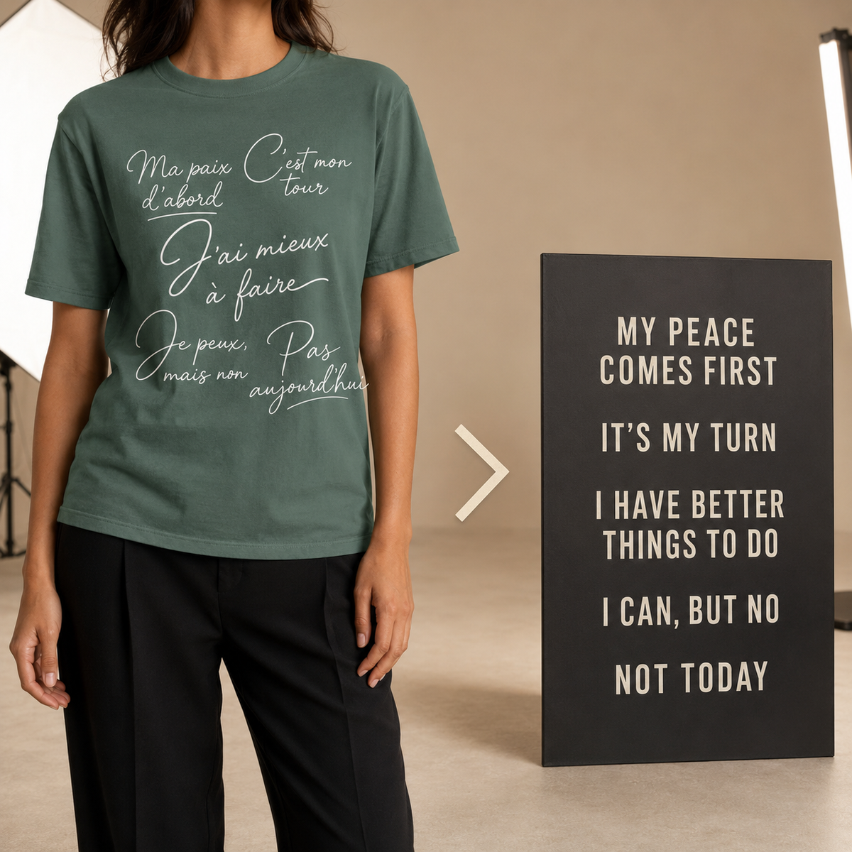Pas Aujourd'hui French Quote T-Shirt — Garment-Dyed Cotton