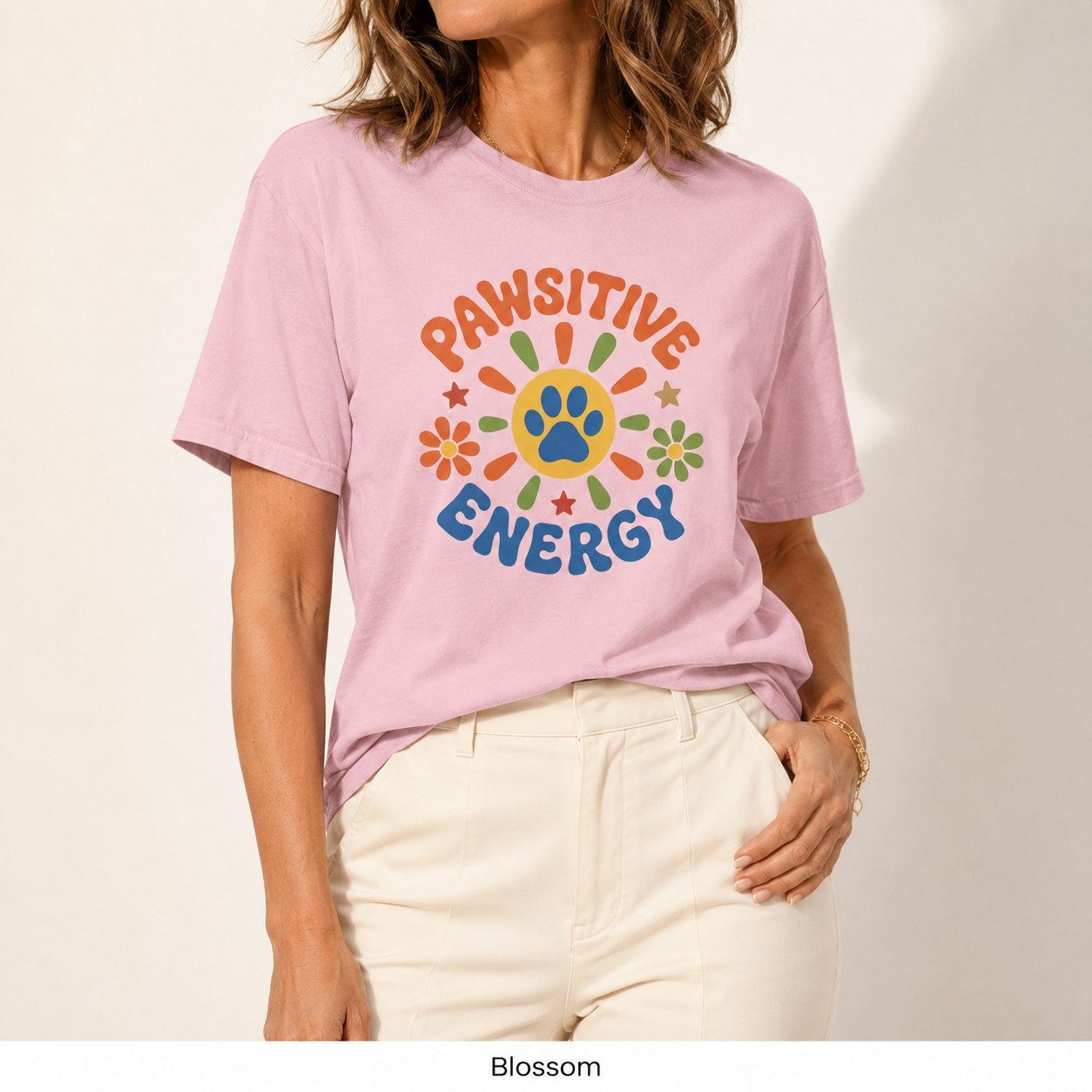 Pawsitive Energy Dog Lover T-Shirt — Garment-Dyed Cotton
