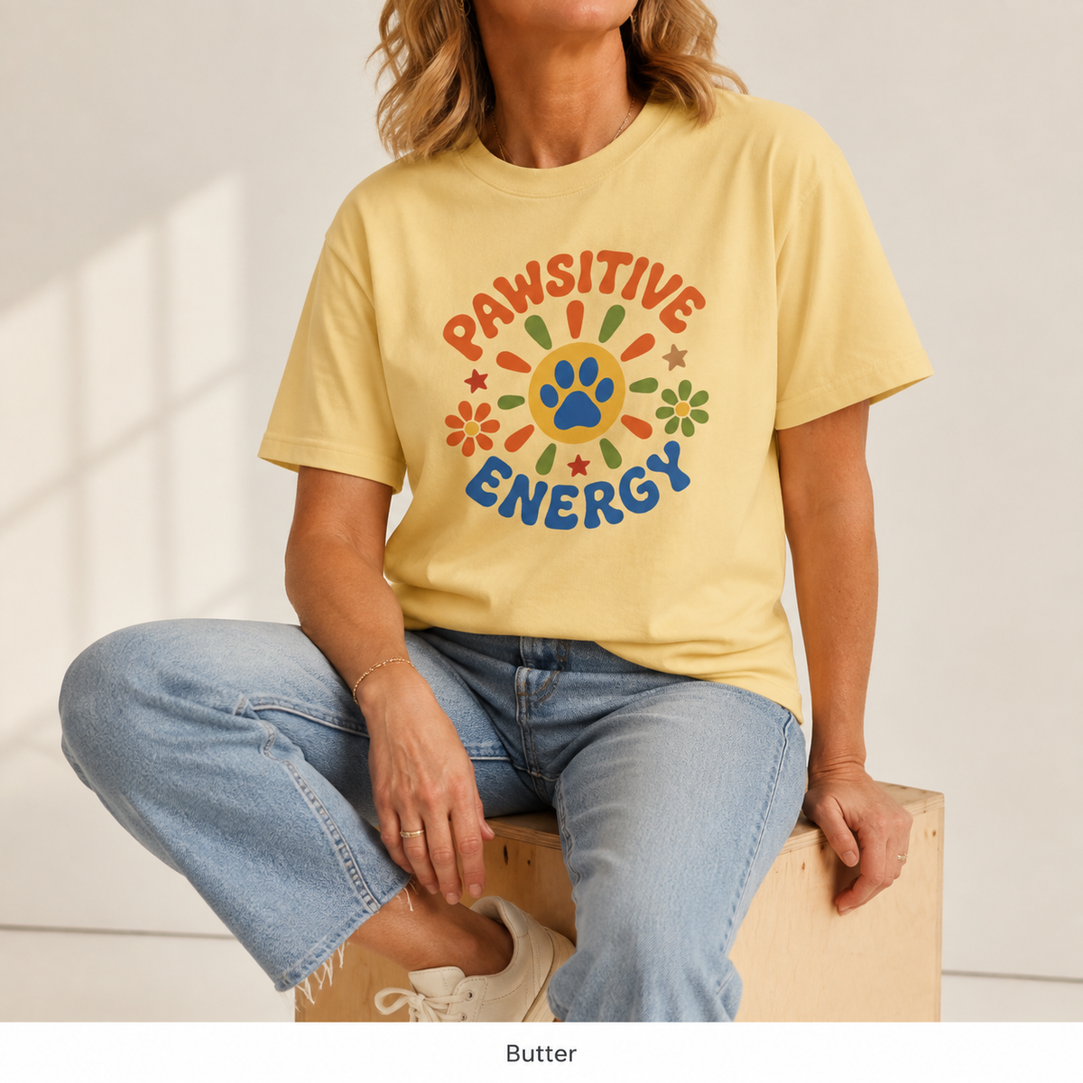Pawsitive Energy Dog Lover T-Shirt — Garment-Dyed Cotton
