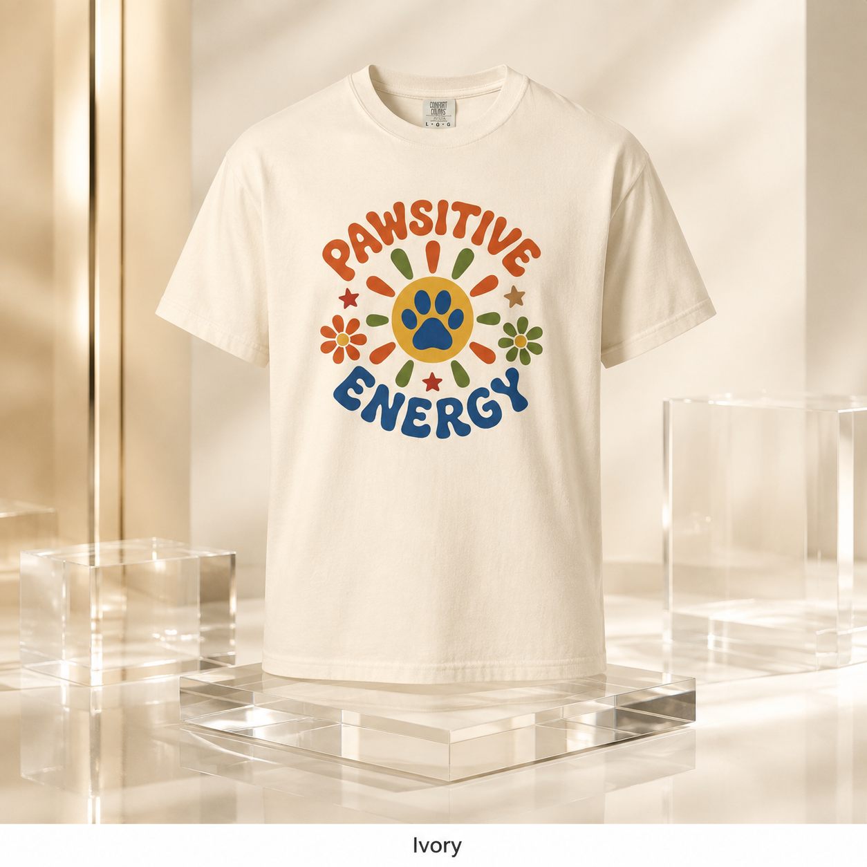 Pawsitive Energy Dog Lover T-Shirt — Garment-Dyed Cotton