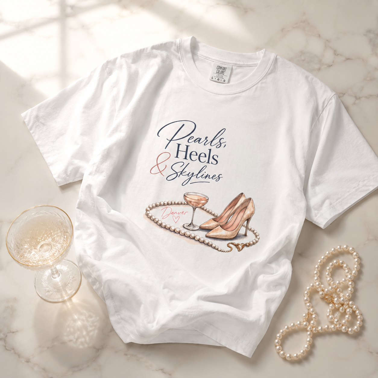 Pearls, Heels & Skylines — Denver Edition Tee