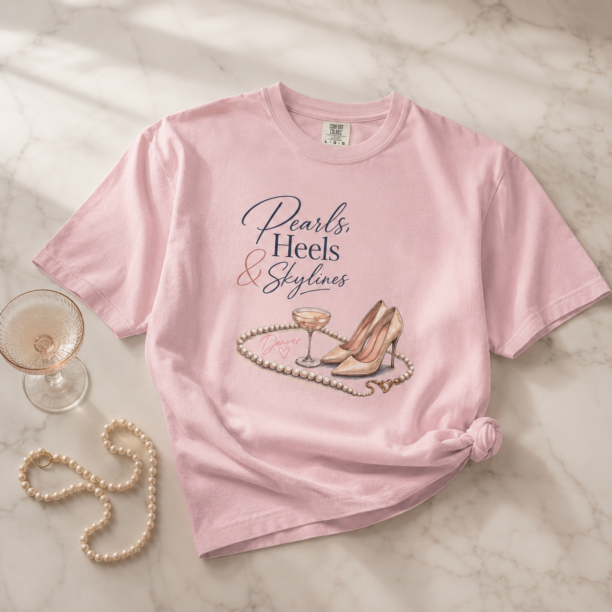 Pearls, Heels & Skylines — Denver Edition Tee