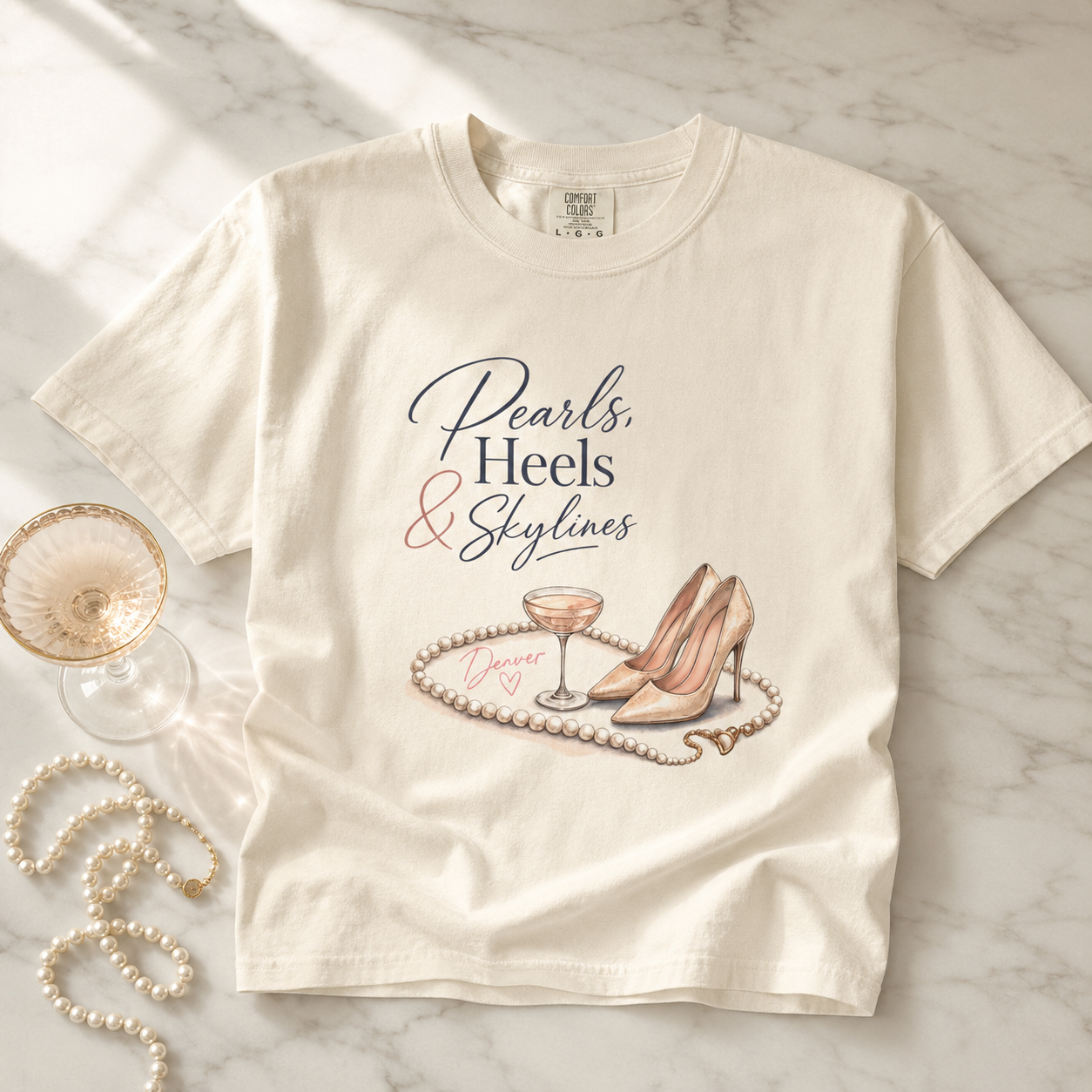 Pearls, Heels & Skylines — Denver Edition Tee